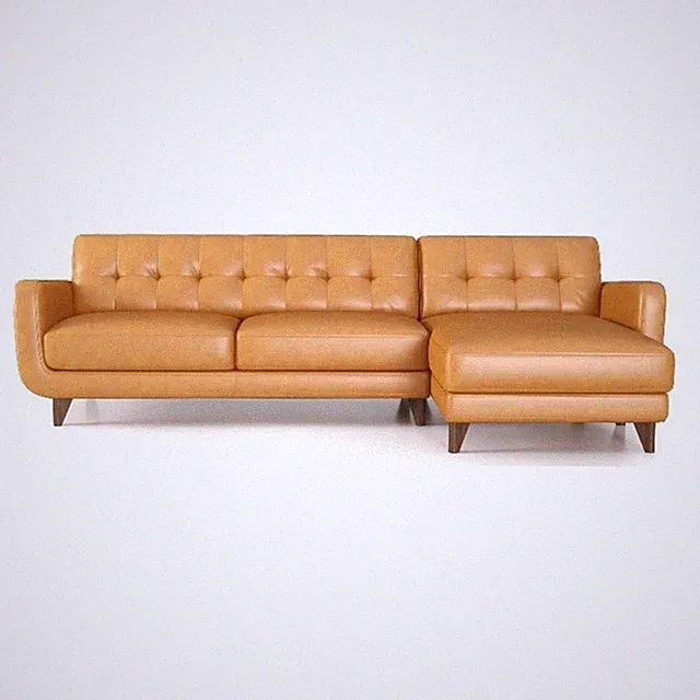 Eldorado Modern Living Room Top Leather Corner Sectional Couch in Cognac Tan
