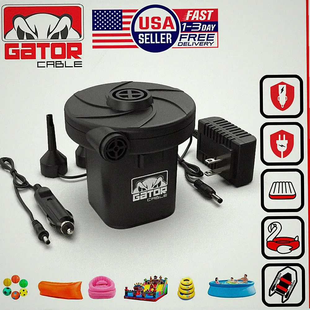 Electric Air Pump Inflator For Pool Boat Mattress Bed Inflatables Car Portable