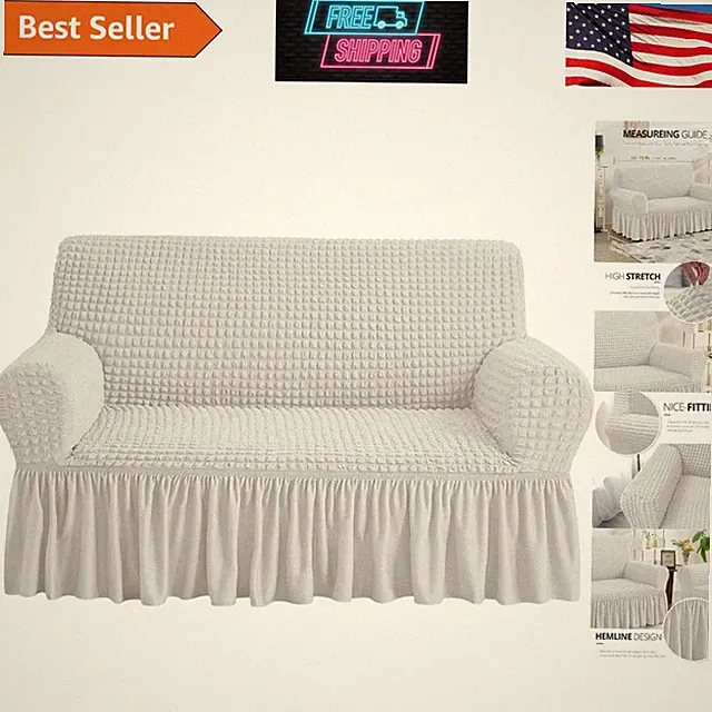 Elegant 1-Piece Ivory Loveseat Protector - Stylish, Stretchy, and Washable