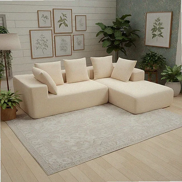 Elegant Beige Modular Sofa with Soft Cushions – Comfortable Sectional, Ideal fo
