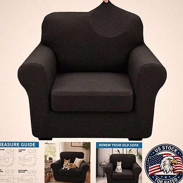 Elegant Black 2-Piece Stretch Slipcover Set - Perfect for Pet Owners 31-46"