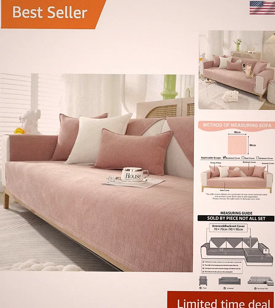 Elegant Chenille Couch Cover - Non-Slip Slipcover for Easy Furniture Protection