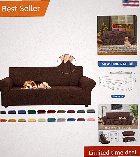 Elegant Chocolate Sofa Cover - Washable Stretch Slipcover for 78"-94" Couches