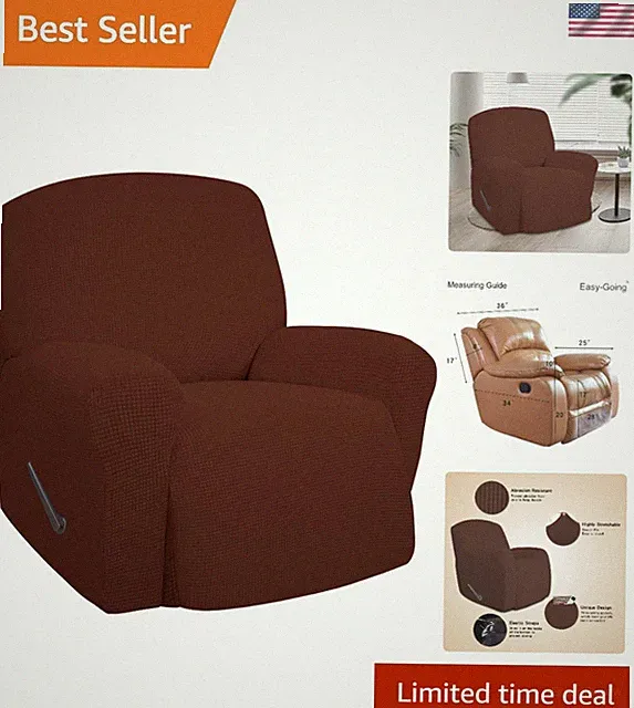 Elegant Coffee Oversized Recliner Slipcover - Soft & Anti-Slip Protection