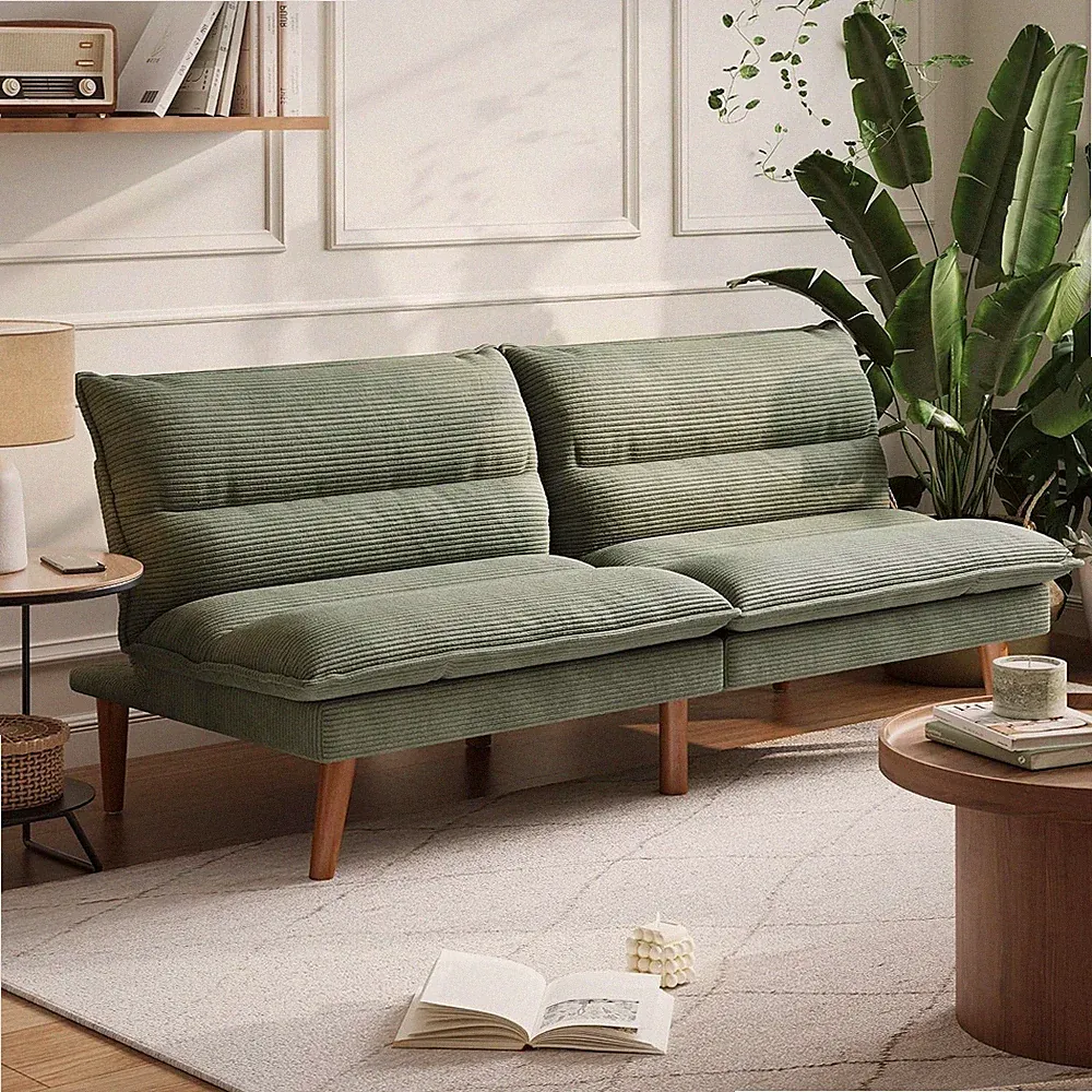 Elegant Corduroy Sofa Bed with 3 Adjustable Positions - Perfect for Cozy Spaces