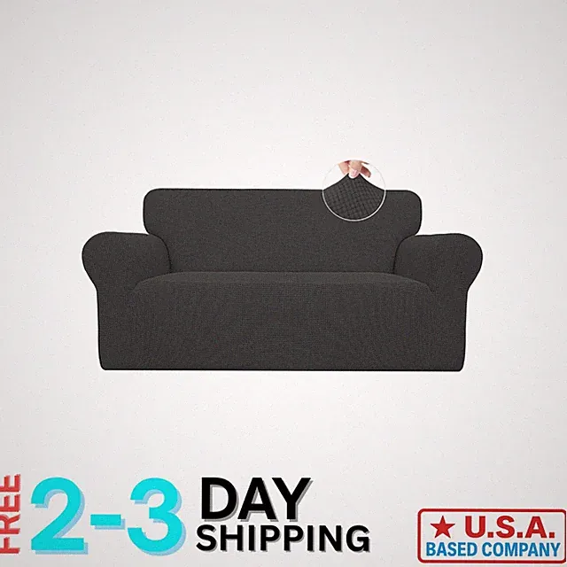 Elegant Dark Gray Stretch Loveseat Slipcover | Machine Washable Protector