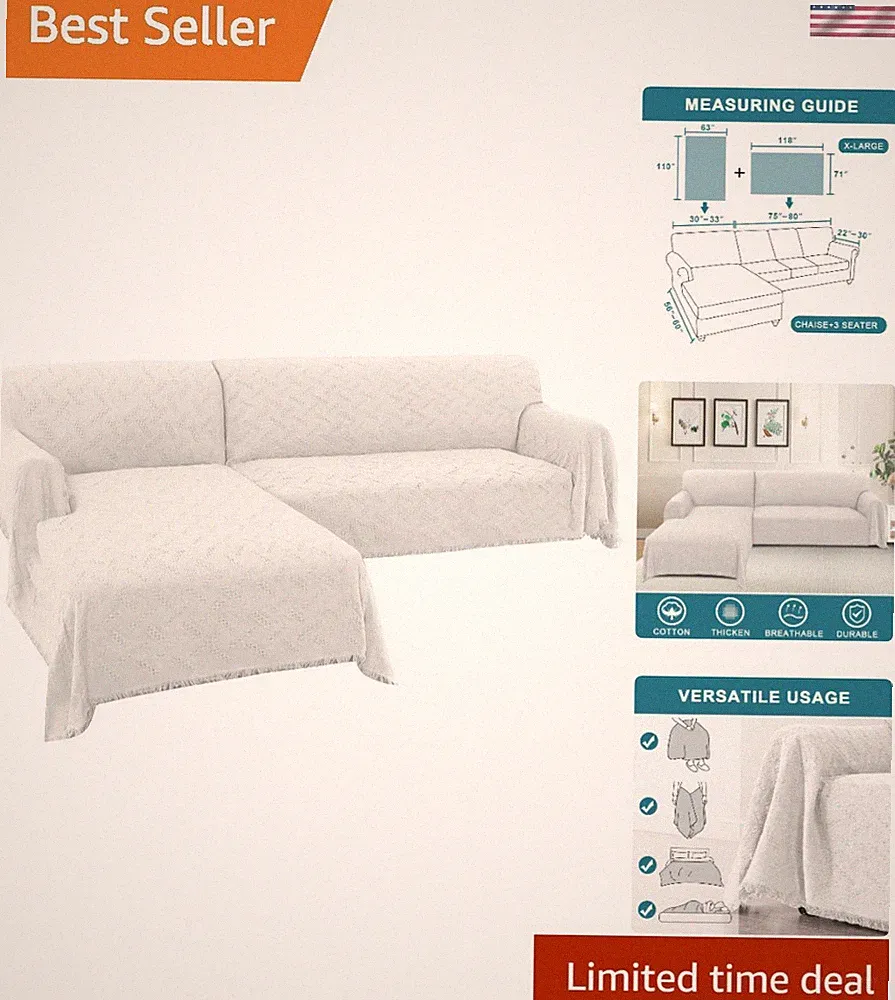 Elegant Geometric Sectional Couch Cover Set - 2 Pieces for Classy Living Rooms