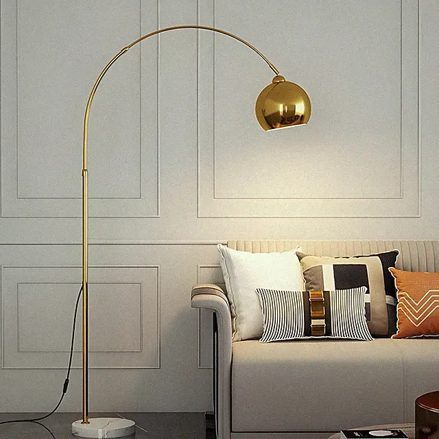 Elegant Gold Arc Floor Lamp with Marble Base - 70.9" Over Couch Lighting