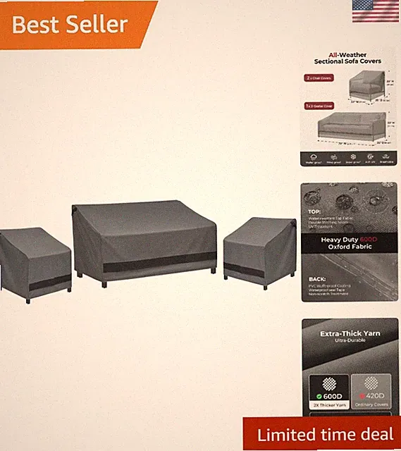 Elegant Gray 3-Piece Outdoor Furniture Protection Set - Fits 79" Sofa & 2 Chairs