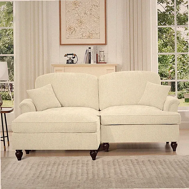 Elegant Mid Century Large Two Seater Modular L Shaped Sofa Couch w/Flared Arms a