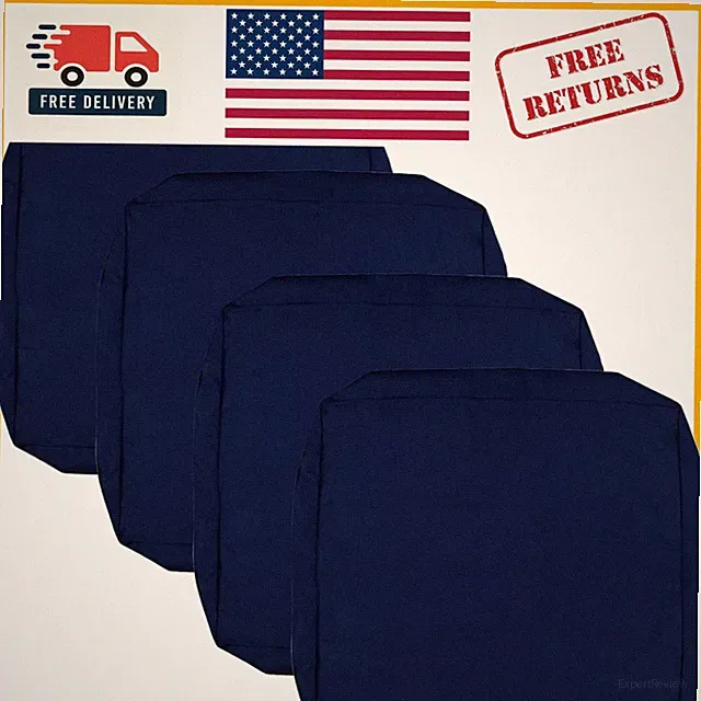 Elegant Navy Blue 4-Pack Slipcovers for 22x20x4 Outdoor Cushions, Waterproof