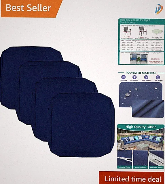 Elegant Navy Blue Waterproof Cushion Covers 4-Packs for Stylish Outdoor Seating