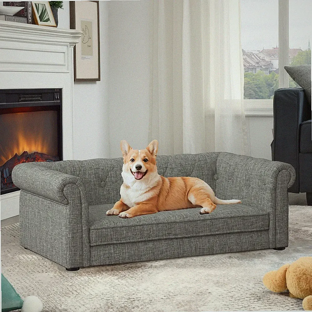 Elegant Rectangular Pet Bed for Small Medium Dogs Durable Elevated Dog Sofa Bed