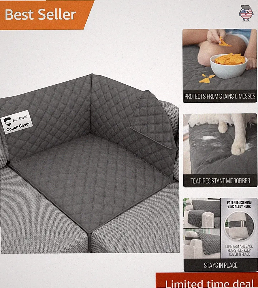 Elegant Reversible Furniture Protector for Sectionals - 30x30 Cushion, Charcoal
