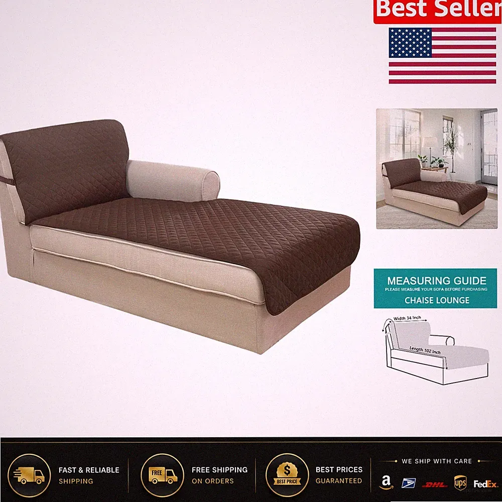 Elegant Sectional Chaise Lounge Cover - Reversible, Stain Resistant - 102" x 34"
