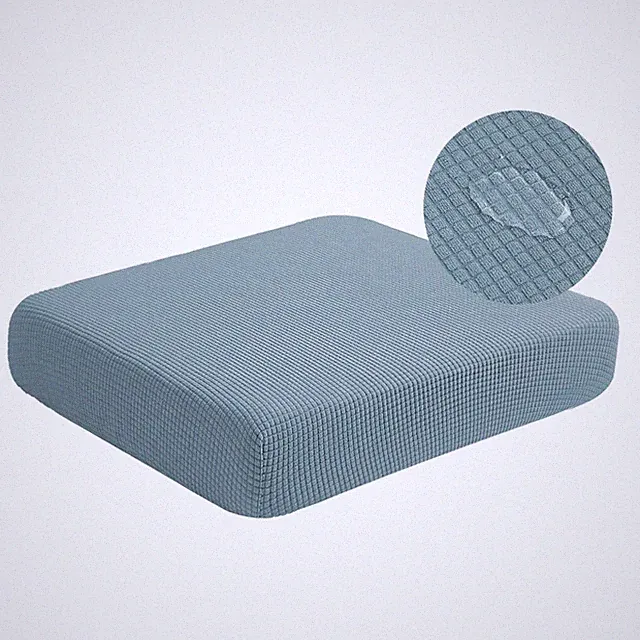 Elegant Small Dusty Blue Stretch Sofa Seat Slipcover - Water Resistant Design