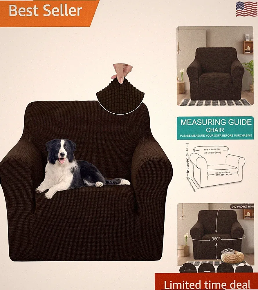 Elegant Stretch Recliner Chair Cover - Pet-Friendly Slipcover in Chocolate