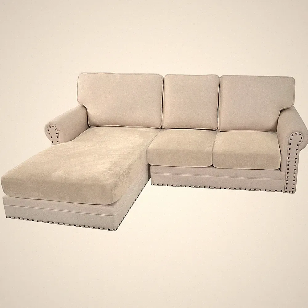 Elegant Velvet Stretch Couch Covers for Large Sectional Sofas - Ivory