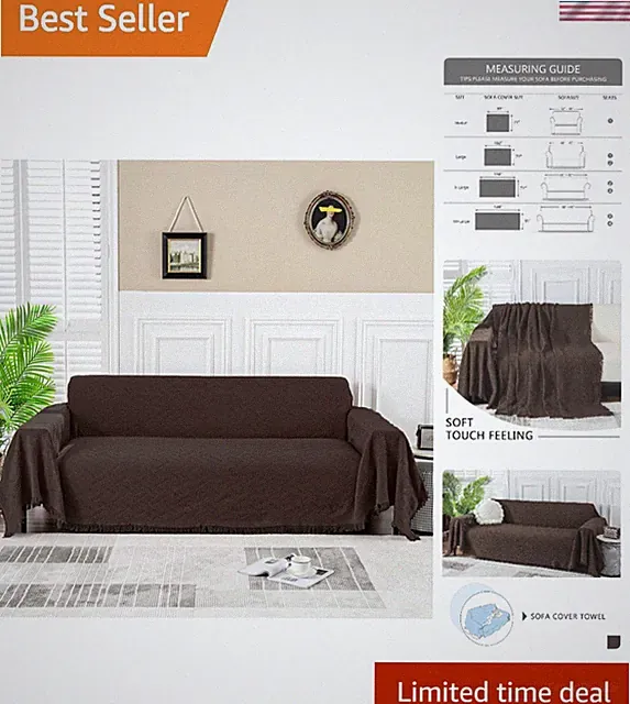 Elegant Washable Couch Protector - 71" x 102" Chocolate Cover for Living Rooms