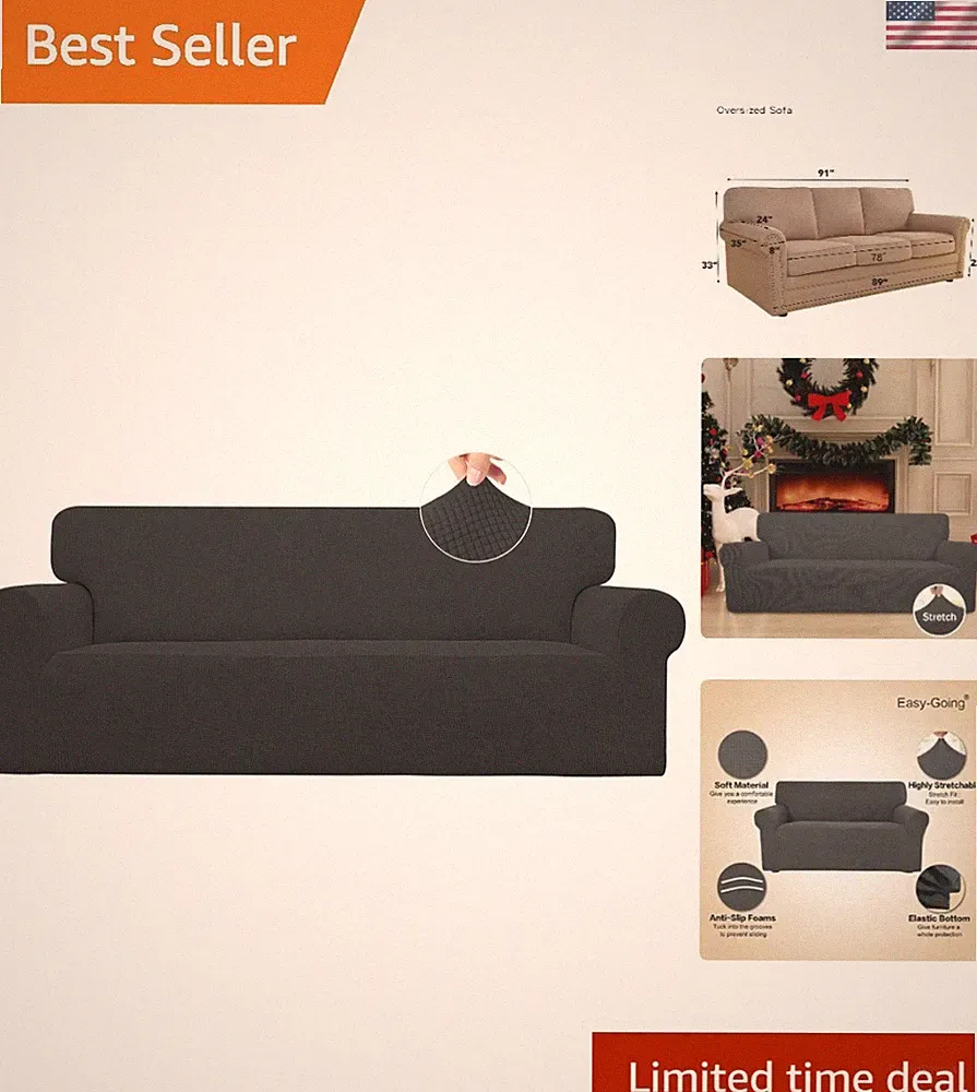 Elegant Washable Couch Slipcover for Oversized Sofas - 80% Polyester & Spandex