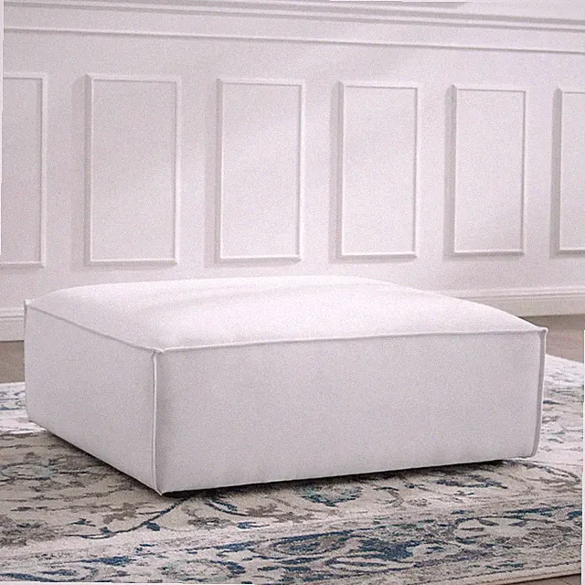 Elegant White Upholstered Sectional Sofa Ottoman - 41.5" x 35" x 16.5