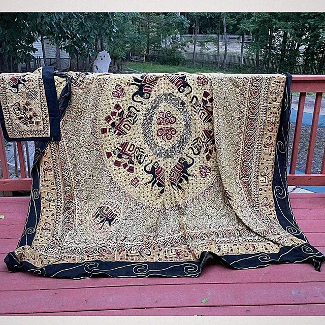 Elephant Tapestry & Matching Pillow Cover Set Boho Wall Hanging Bedspread