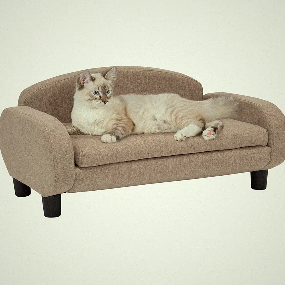 Elevated Cat Sofa Bed Indoor Pet Couch with Removable Cover