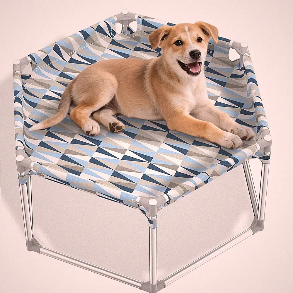 Elevated Dog Bed with Full Guardrail, Raised Dog Sofa Beds, Hexagonal Sleepin...