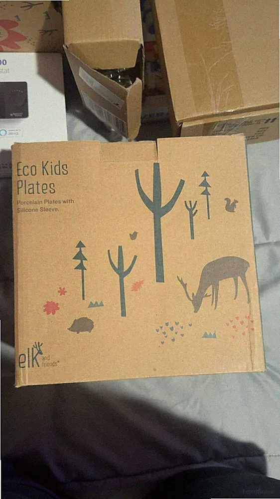 Elk and Friends Stainless Steel Divided Plates with Silicone Sleeve for Babies &