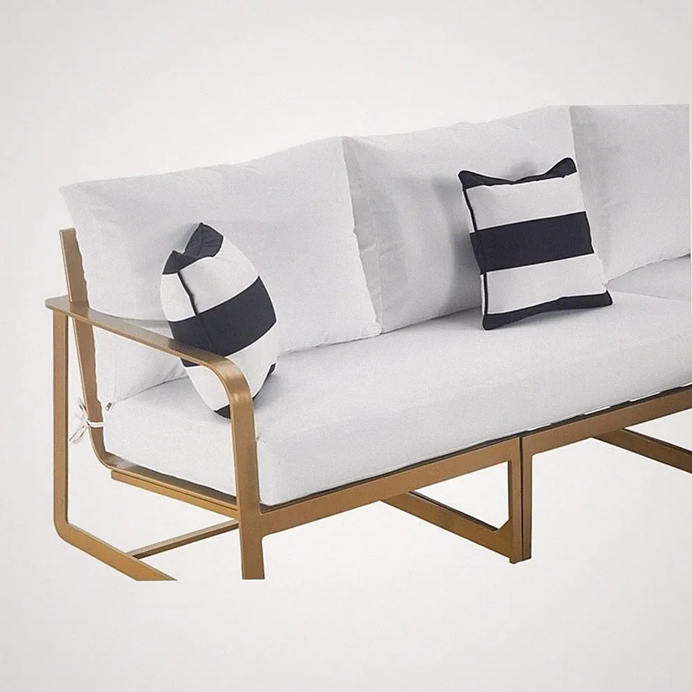Elle Decor Mirabelle Outdoor Sectional in White and French Gold