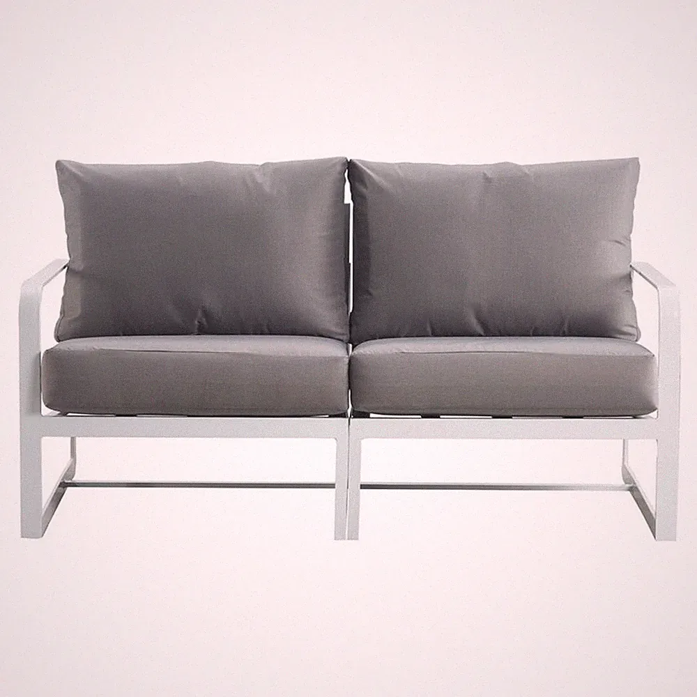 Elle Decor Mirabelle Outdoor Sofa in Gray and French White