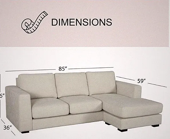 ELLIOT REVERSIBLE SOFA CHAISE SECTIONAL - $ 399 ONLY VS $ 899 RETAIL !!