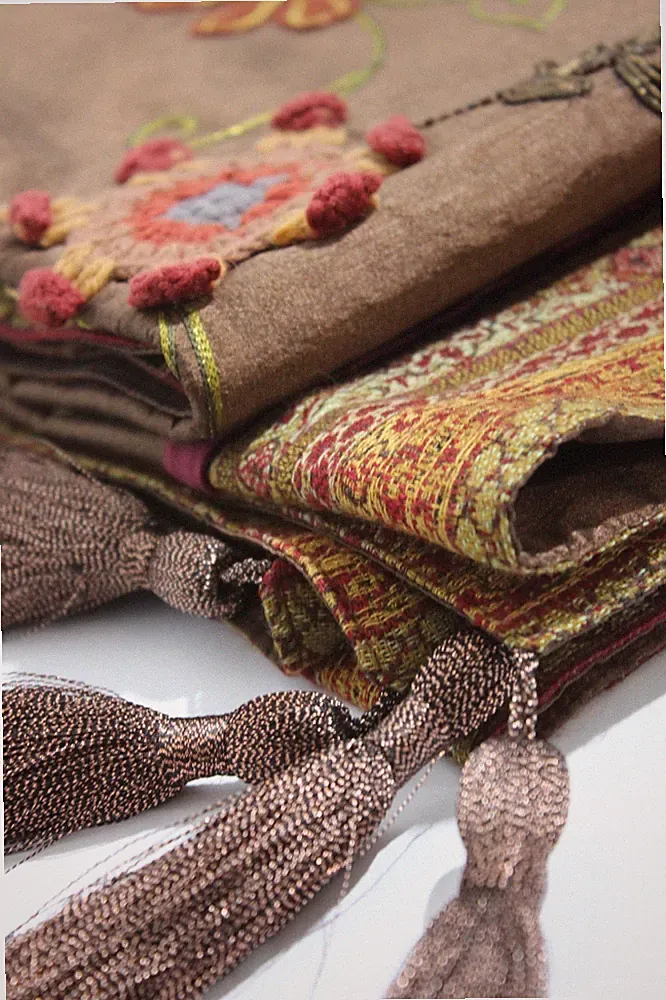 Embroidered Boho Botanical Faux Silk Throw Bed Drape Velvet Trim Tassels 51x60"