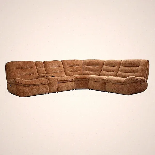 Emett Power Recliner Sectional Sofa- Cupholder- Orange Chenille 139in