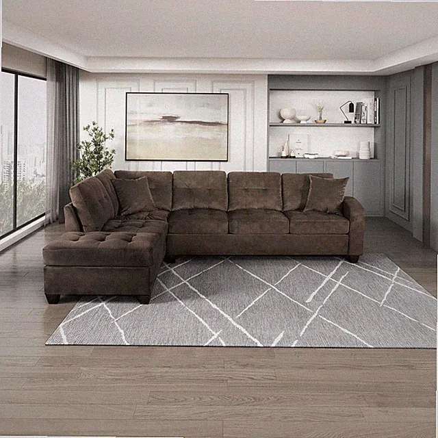 Emilio Reversible 2-Piece Sectional Sofa in Luxurious Chocolate Brown