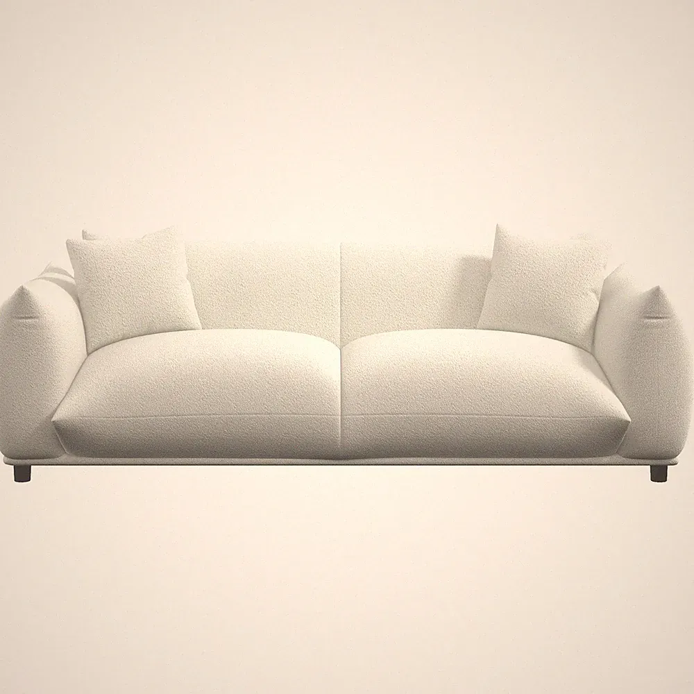 Emma Mid-Century Modern Luxury Cream Boucle Sofa