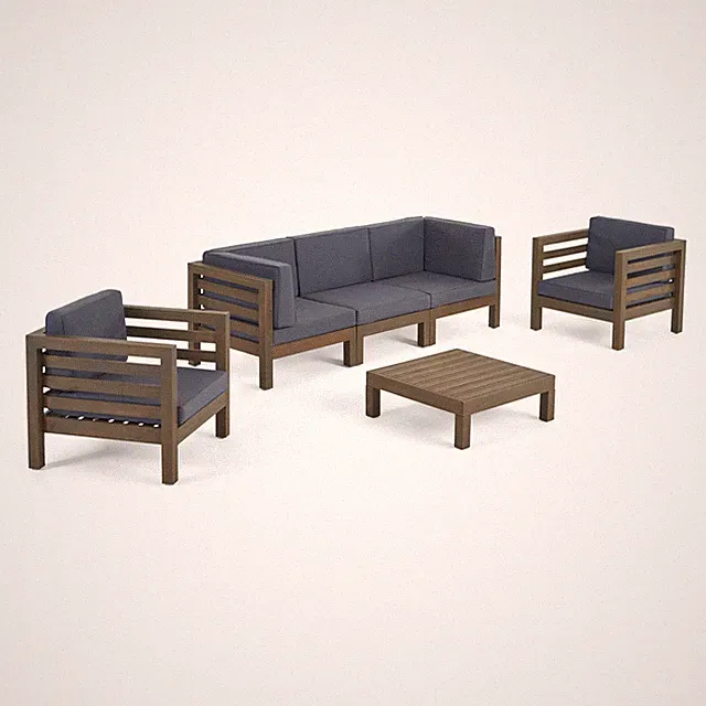 Emma Outdoor 5 Seater Acacia Wood Sofa Chat Set