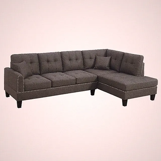 Ena 2pc Sectional Sofa Set with Chaise- 2 Pillows- Dark Brown Linen