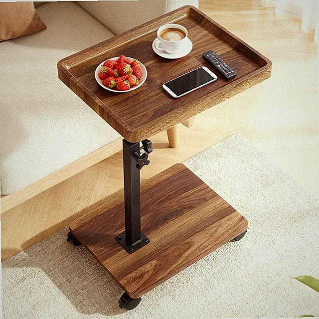 End Table C Adjustable Height 360 Swivel TV Tray Couch Slide Under Snack Bed