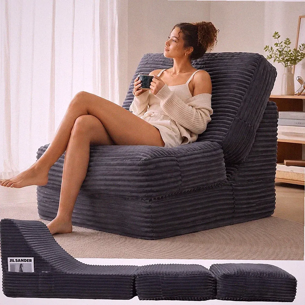 ENITYA Convertible Folding Sofa Bed with Supportive Foam Back Cushion Grey