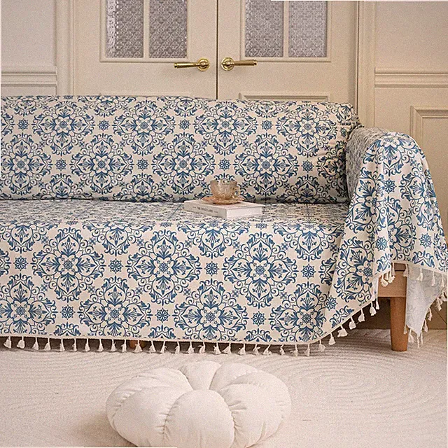 Erbnaryx Boho Couch Cover Sofa Covers Tassels Design for Sectional Sofa Washable