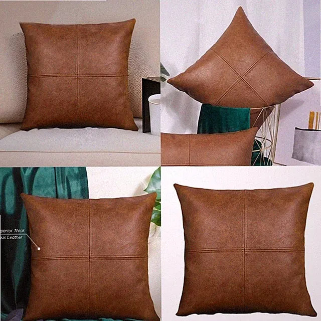 Ergonomic Design Cushions Cover Faux Leather Sofa Chair Lumbar Support Case