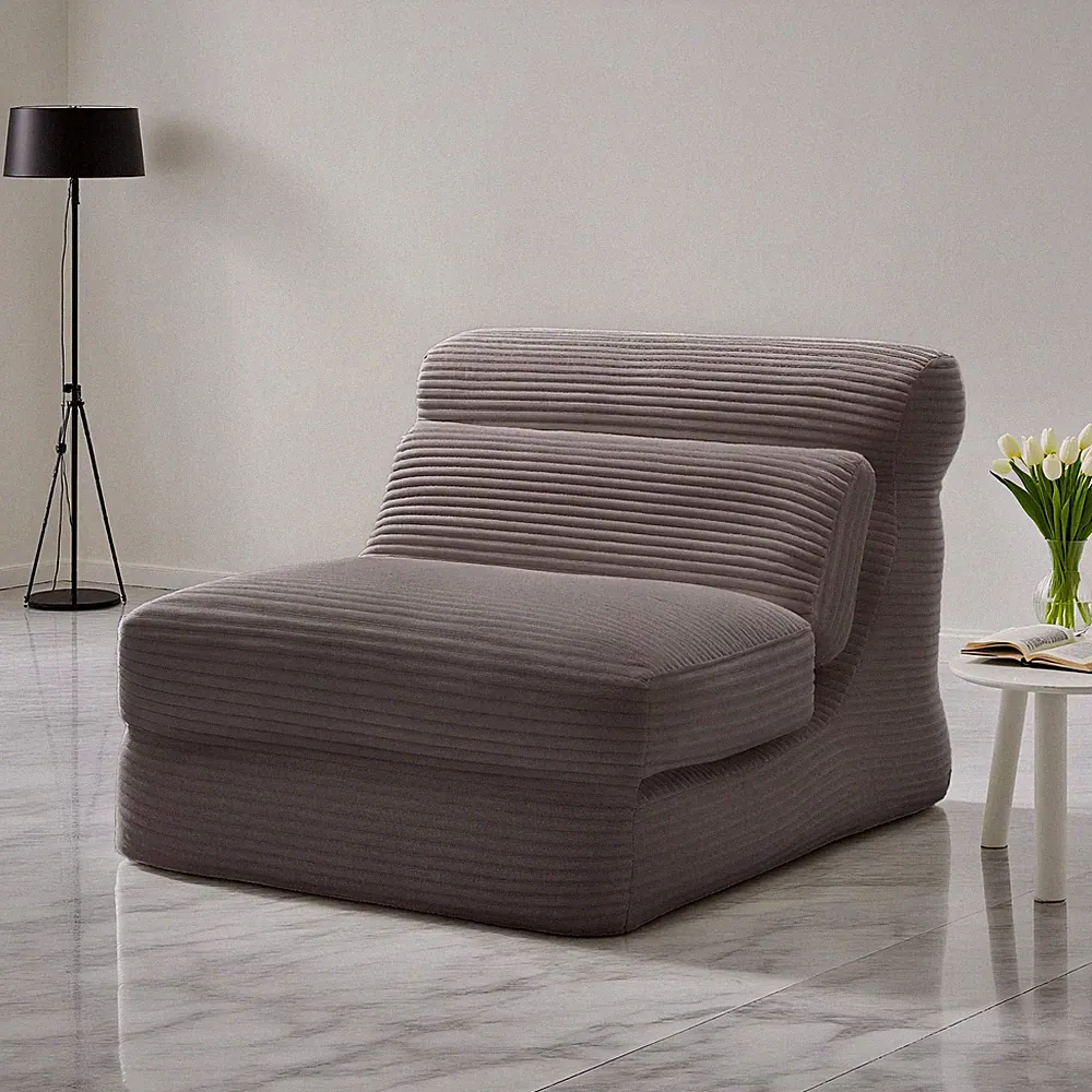Ergonomic Folding Sofa Bed Modern Corduroy Sleeper Chair Lumbar Support Bedroom