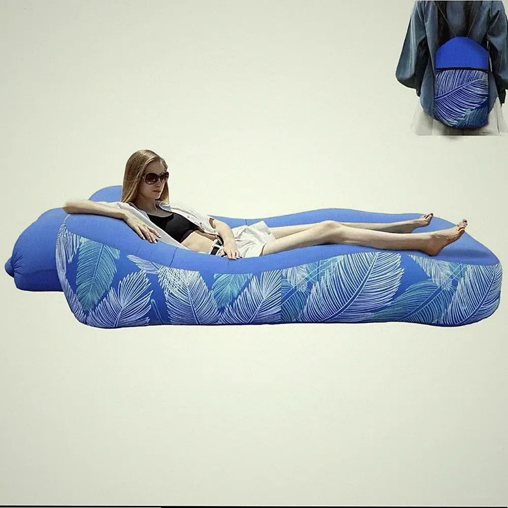 Ergonomic Inflatable Lounger Beach Bed Portable Camping Chair Air Sofa Couch
