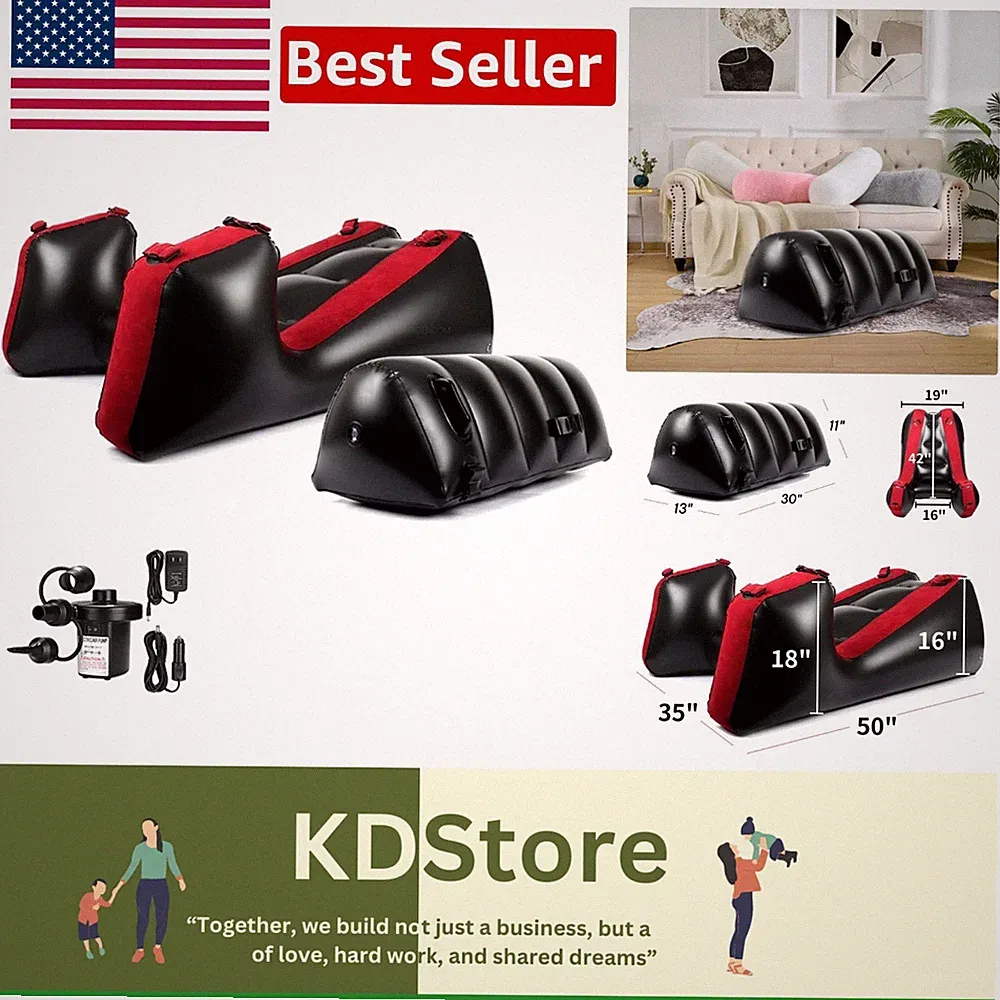 Ergonomic Inflatable Sofa Bed with Pillow Cushion - Portable Lounge Red Chair