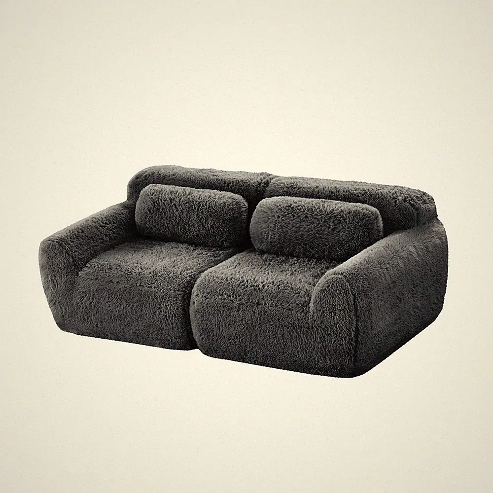 Ergonomic Modular 2-Seater Sectional Sofa, Soft Plush Fabric, Non-Slip Design
