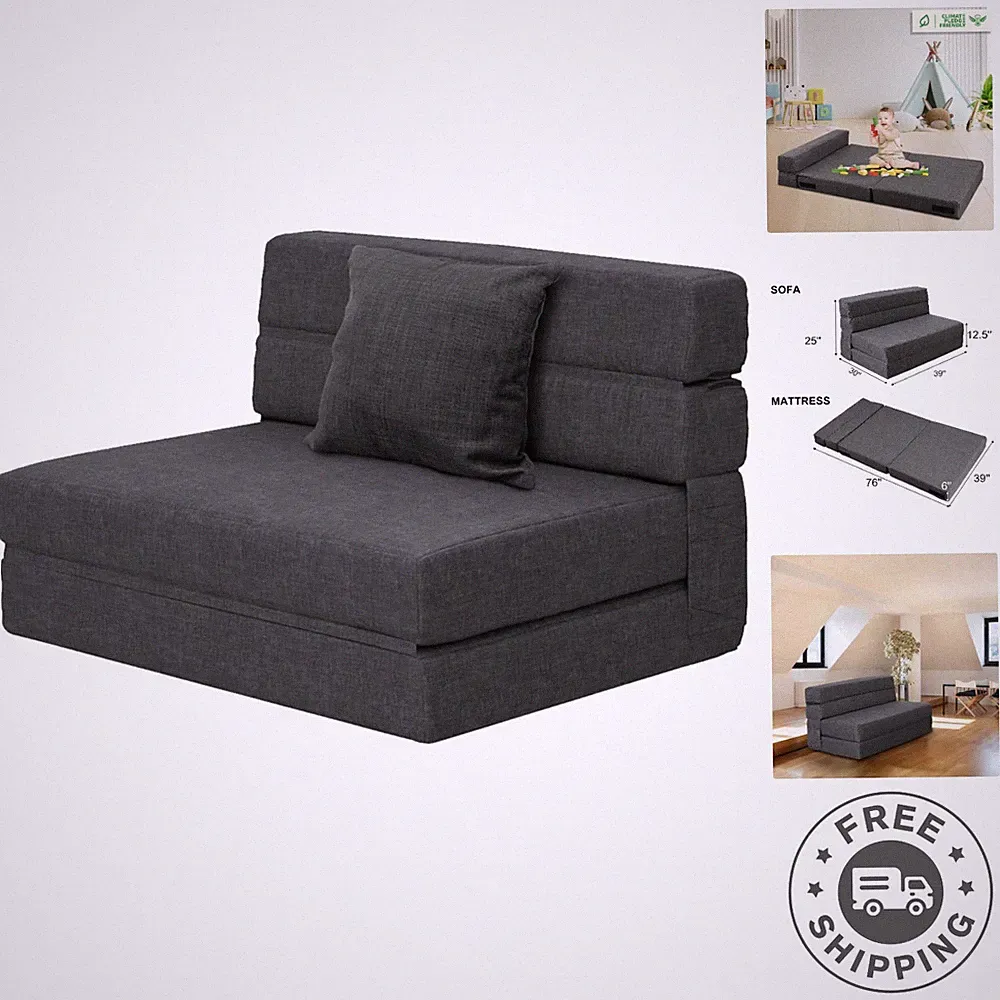 Ergonomic Twin Size Folding Sofa Bed with Washable Cover and Memory Foam Comfort