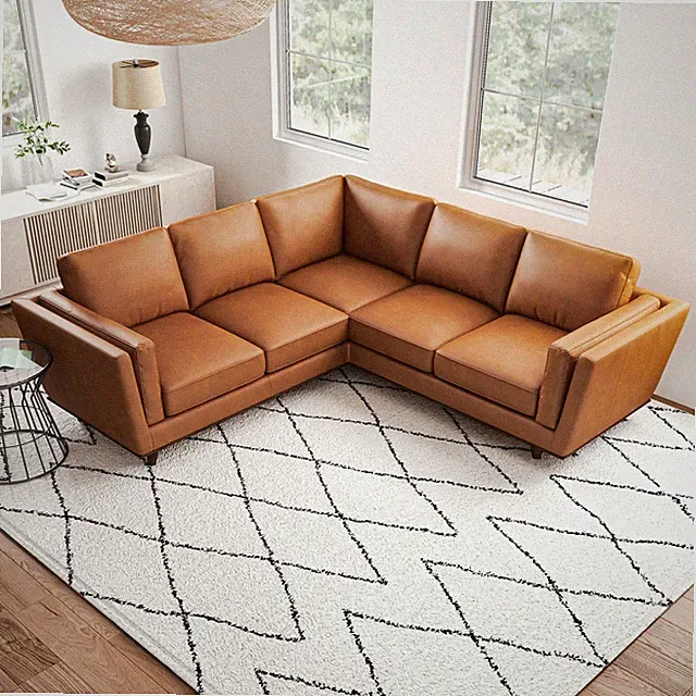 Erman Tan Leather Corner Sofa