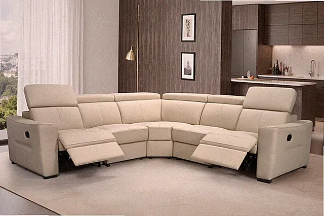 ESF 6021 Contemporary Leather Reclining Sectional, Choice of two Colors