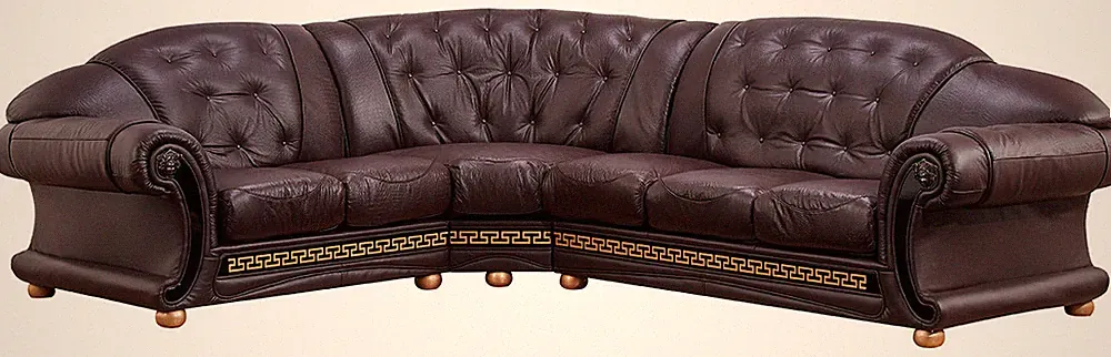 ESF Furniture Apolo Sectional Sofa Living Room in Brown Italian Leather